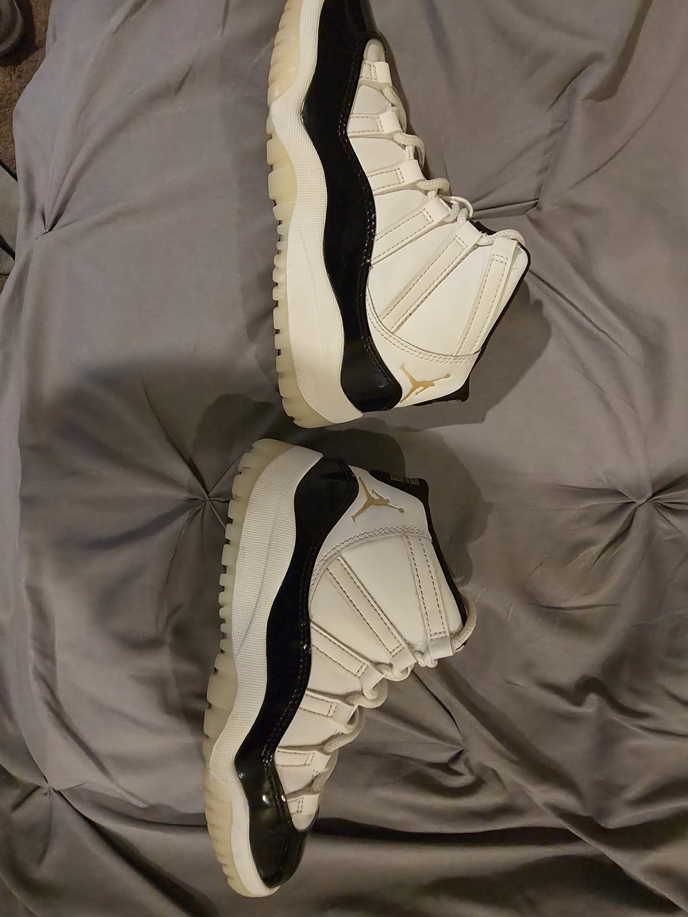 Air Jordan 11 Retro Low White Black with Gold Jumpman